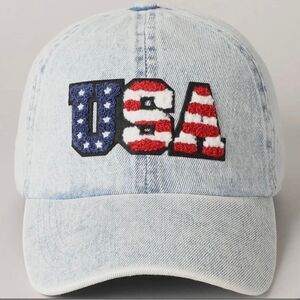 NEW! USA CHENILLE PATCH DENIM HAT